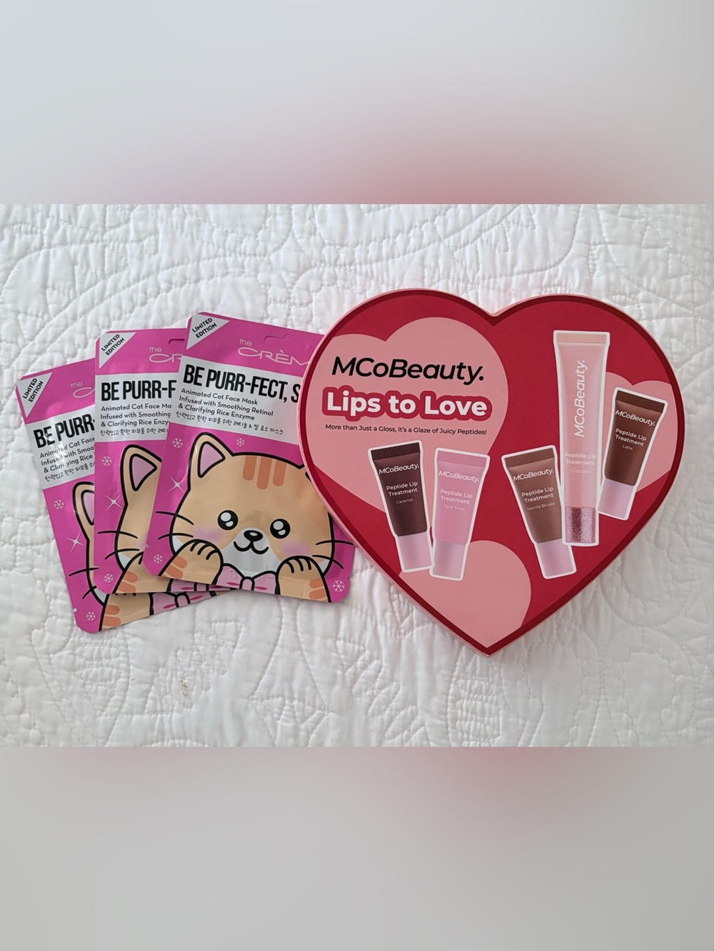 MCoBeauty “💋 Lips to Love” Heart Lip Gloss Set ✨Bonus free gift x3 sheet masks